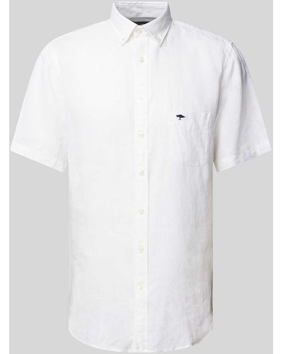 Fynch-Hatton Freizeithemd aus Leinen mit Button-Down-Kragen Modell 'Summer' - Weiß