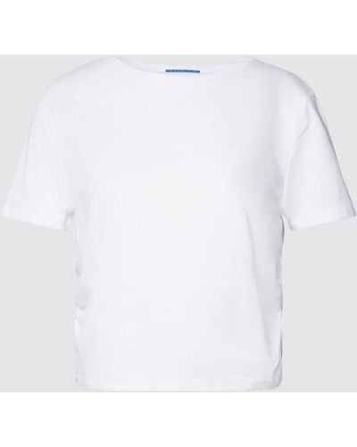 QS Kort T-shirt Met Plooien Opzij - Wit