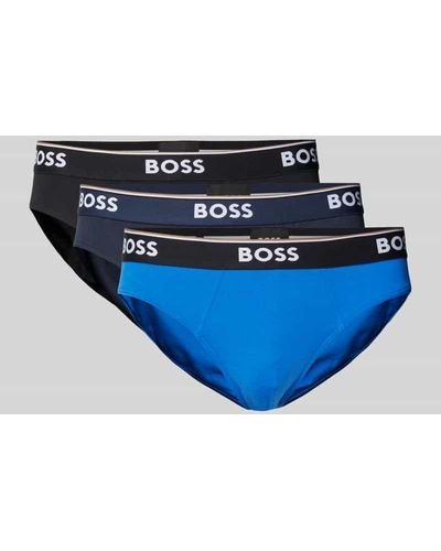 BOSS Slip mit elastischem Logo-Bund im 3er-Pack - Blau