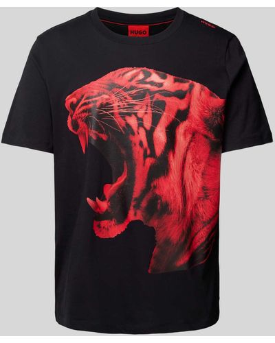 HUGO T-Shirt mit Motiv-Print - Rot