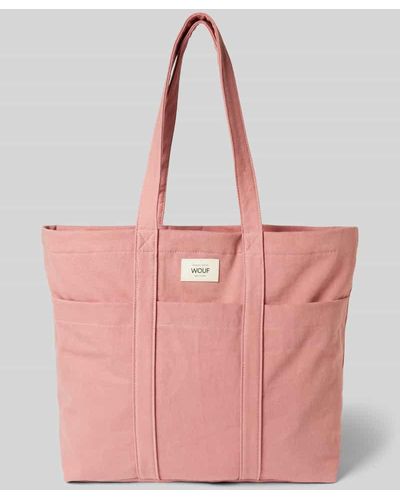 Wouf Handtasche mit Label-Patch Modell 'Sunrise' - Pink