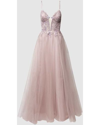Luxuar Abendkleid mit Spitzenbesatz - Pink