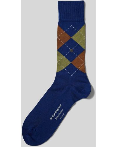 Burlington Socken mit Allover-Muster Modell 'MANCHESTER' - Blau