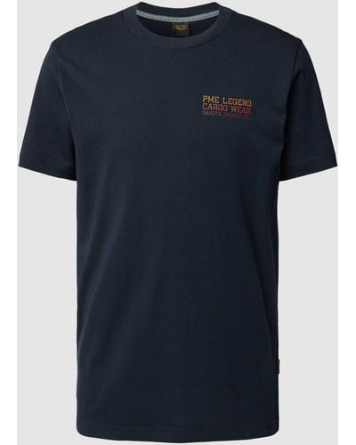 PME LEGEND T-shirt Met Labelprint - Blauw