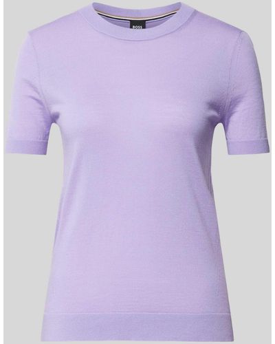 BOSS T-Shirt mit gerippten Abschlüssen Modell 'Falyssiasi' - Lila