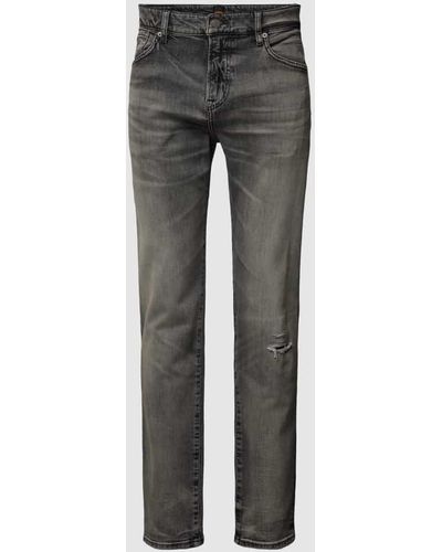 BOSS Regular Fit Jeans im Destroyed-Look Modell 'Re.Maine' - Grau
