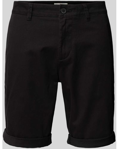 Tom Tailor Slim Fit Chino-Shorts in unifarbenem Design - Schwarz
