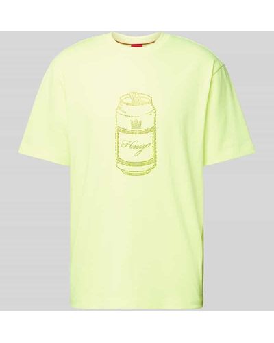 HUGO T-Shirt mit Label-Detail Modell 'Deondrin' - Gelb