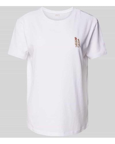 Jake*s T-Shirt mit Statement-Stitching - Weiß