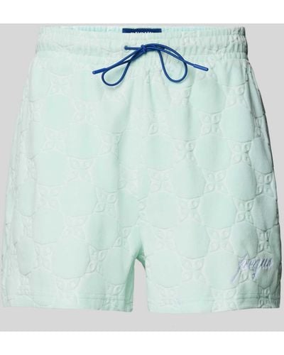 Pequs Shorts aus Frottee mit Label-Stitching - Blau