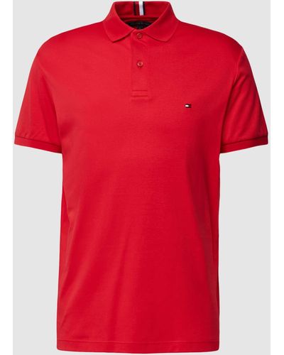 Tommy Hilfiger Regular Fit Poloshirt Met Labelstitching - Rood