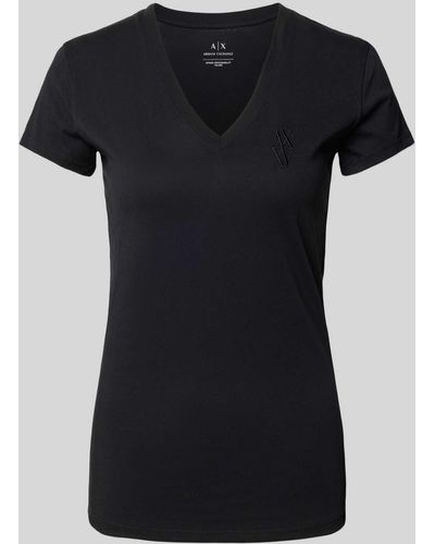 Armani Exchange T-Shirt mit V-Ausschnitt - Schwarz
