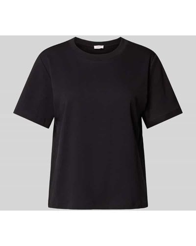 S.oliver T-Shirt mit Seitenschlitzen - Schwarz