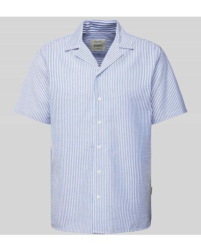 Redefined Rebel Regular Fit Freizeithemd mit Reverskragen Modell 'Jonas' - Blau