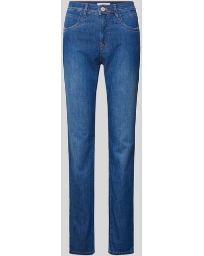 Brax Slim Fit Jeans Met Riemlussen - Blauw