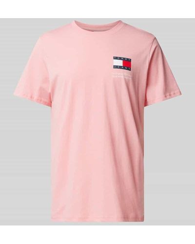Tommy Hilfiger Slim Fit T-Shirt mit Label-Print - Pink