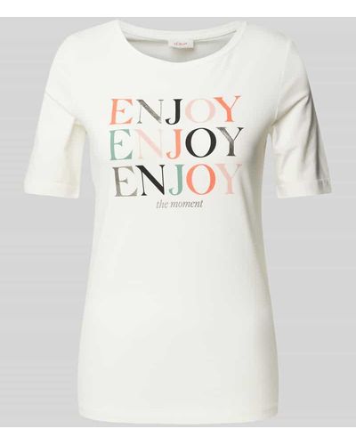 S.oliver T-Shirt mit Label-Prints Modell 'ENJOY' - Grau