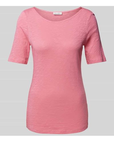 Marc O' Polo T-Shirt in unifarbenem Design mit Rundhalsausschnitt - Pink