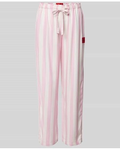 HUGO Pyjama-Hose aus Viskose mit Streifenmuster - Pink