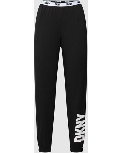 DKNY Pyjama-Hose mit Logo-Bund Modell 'Sleep Jogger' - Schwarz