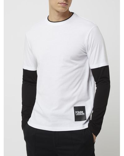 Karl Lagerfeld Shirt Met Lange Mouwen In Dubbele-laagjeslook - Wit