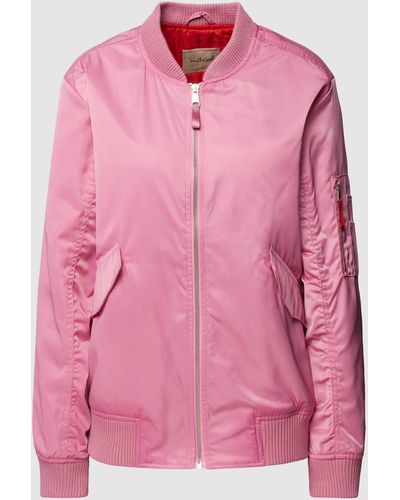 Smith & Soul Bomberjacke mit gerippten Abschlüssen - Pink