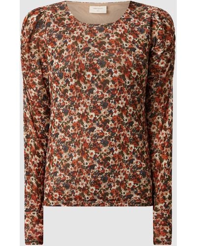 Freequent Shirt mit floralem Muster Modell 'Lama' - Braun