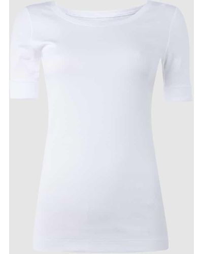 Marc Cain Shirt mit Rippenstruktur und 1/2-Arm - Weiß