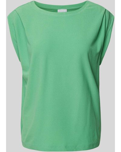 Jake*s T-Shirt in unifarbenem Design mit Rundhalsausschnitt - Grün