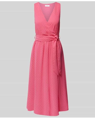 Vila Knielanges Kleid mit Bindegürtel Modell 'MALIANA' - Pink
