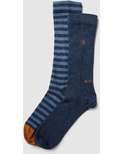 Scotch & Soda Socken mit Label-Detail im 2er-Pack Modell 'Stripe Classic' - Blau