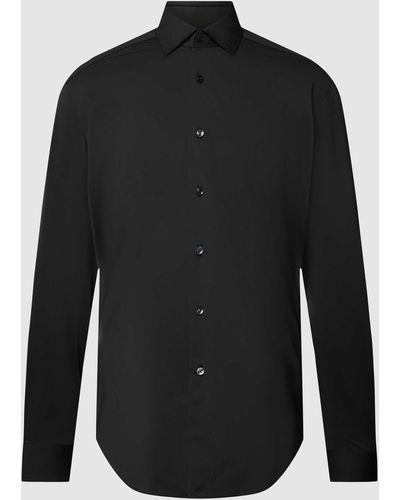 Xacus Zakelijk Overhemd Met Kentkraag - Zwart