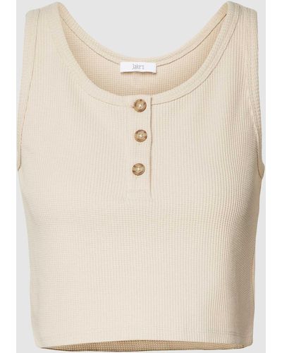 Jake*s Crop Top mit kurzer Knopfleiste - Natur