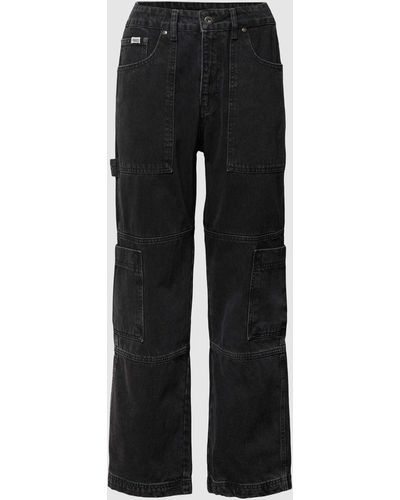 The Ragged Priest Straight Fit Jeans Met Labeldetail - Zwart
