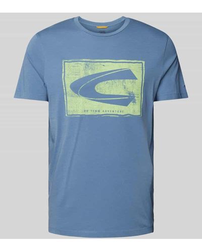 Camel Active T-Shirt mit Label-Print - Blau