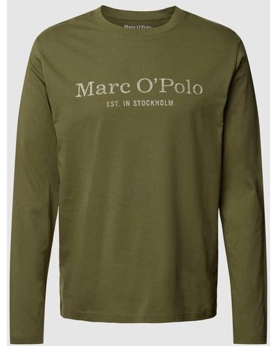 Marc O' Polo Longsleeve mit Label-Print - Grün