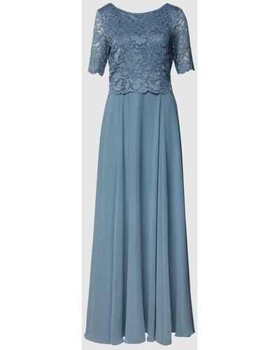 Vera Mont Abendkleid mit floralen Stickereien - Blau