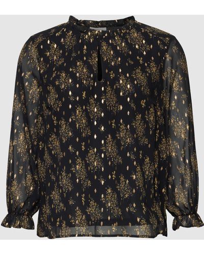 Only Carmakoma Plus Size Blouse Met All-over Motief - Zwart