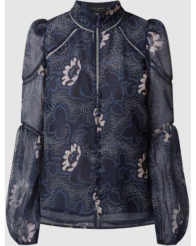 Ted Baker Bluse mit Allover-Muster Modell 'Bernot' - Blau