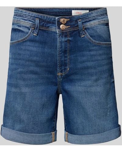 S.oliver Regular Fit Jeansshorts mit Gürtelschlaufen - Blau