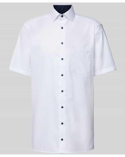 Olymp Regular Fit Business-Hemd mit logo-Stitching Modell 'Global' - Weiß