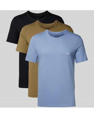 BOSS T-Shirt mit Rundhalsausschnitt im 3er-Pack Modell 'Classic' - Blau