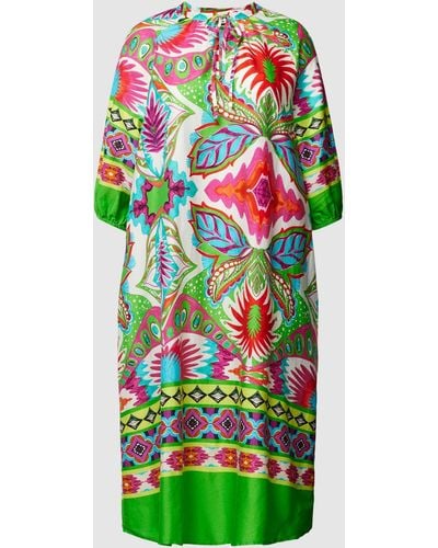Emily Van Den Bergh Knielanges Kleid aus Baumwolle mit Allover-Muster - Grün