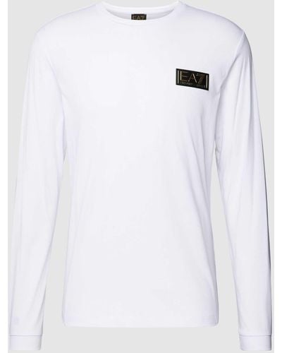 EA7 Shirt Met Lange Mouwen En Labelpatch - Wit