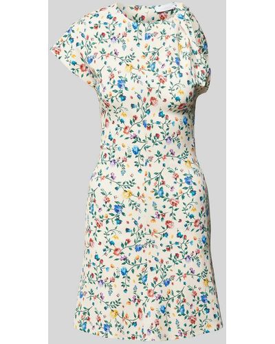 Rabanne Knielanges Kleid mit floralem Muster - Weiß