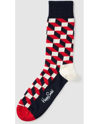 Happy Socks Socken mit Allover-Muster Modell 'FILLED OPTIC' - Rot