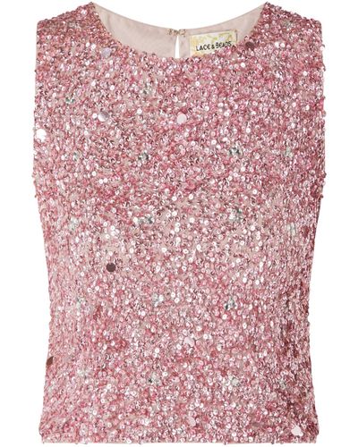 Picasso Pink Sequin Top – Lace & Beads