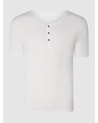 Schiesser Serafino-Shirt mit Rippenstruktur - Weiß