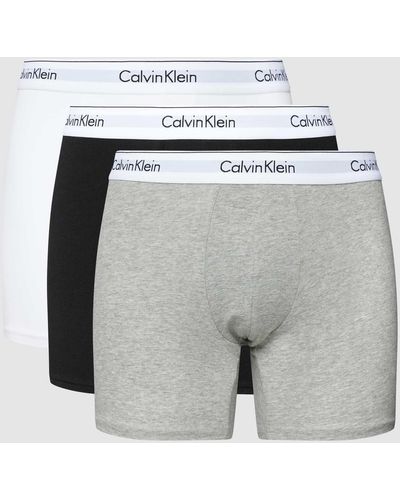 Calvin Klein Trunks mit Label-Stitching im 3er-Pack - Grau