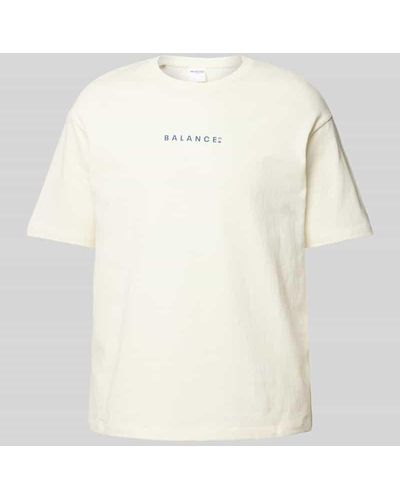 SELECTED T-Shirt mit Statement-Print Modell 'LOOSE-BALANCE' - Natur